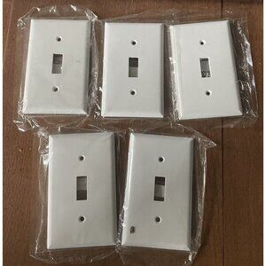 Lot of 5 Cooper Wiring Light Switch Plate White Single Toggle Wall Cover Sealed
